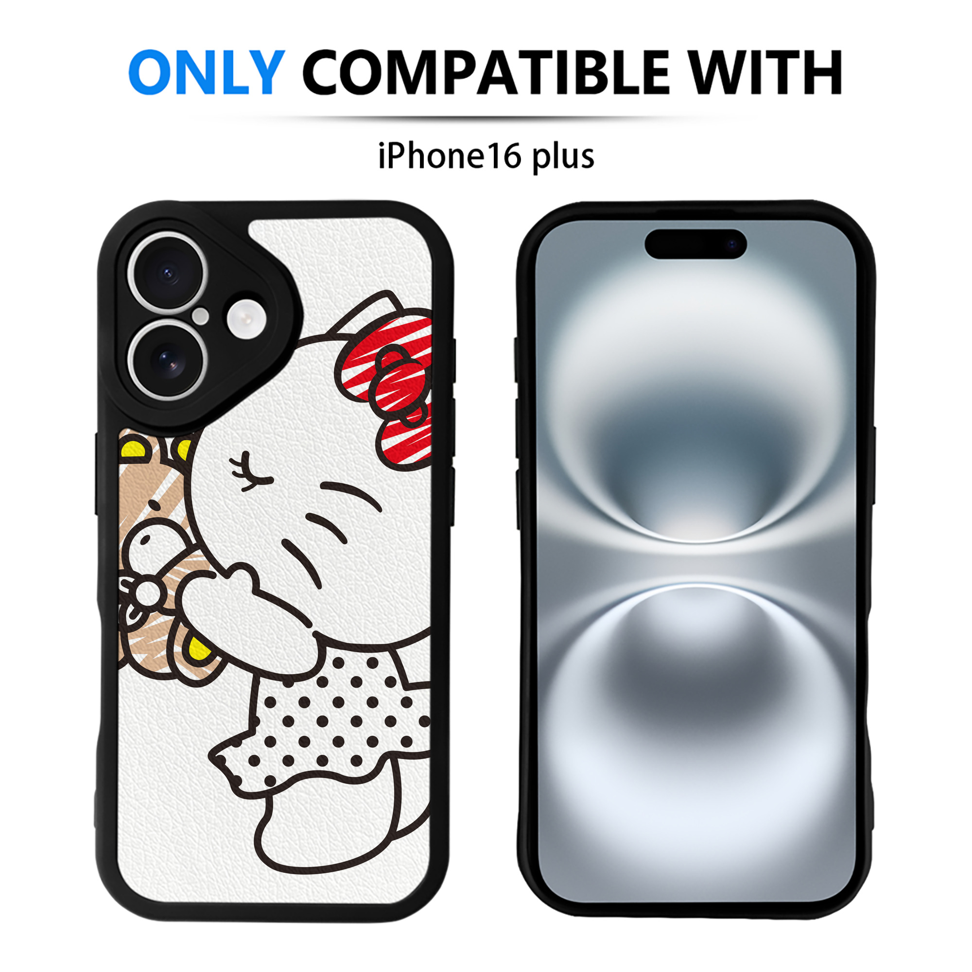 （画像用） Hello Kitty ハローキティ 【iPhone 16シリーズ対応】シリコンスマホケース（レザー調） 材質：シリコン